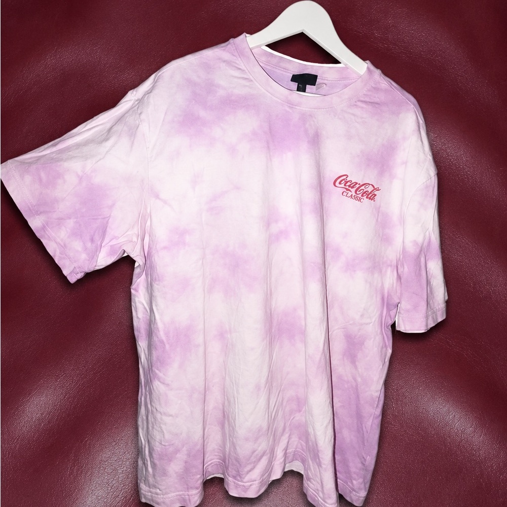 H&M Pink Tie-Dye Short Sleeve Tee with Small Chest Logo
